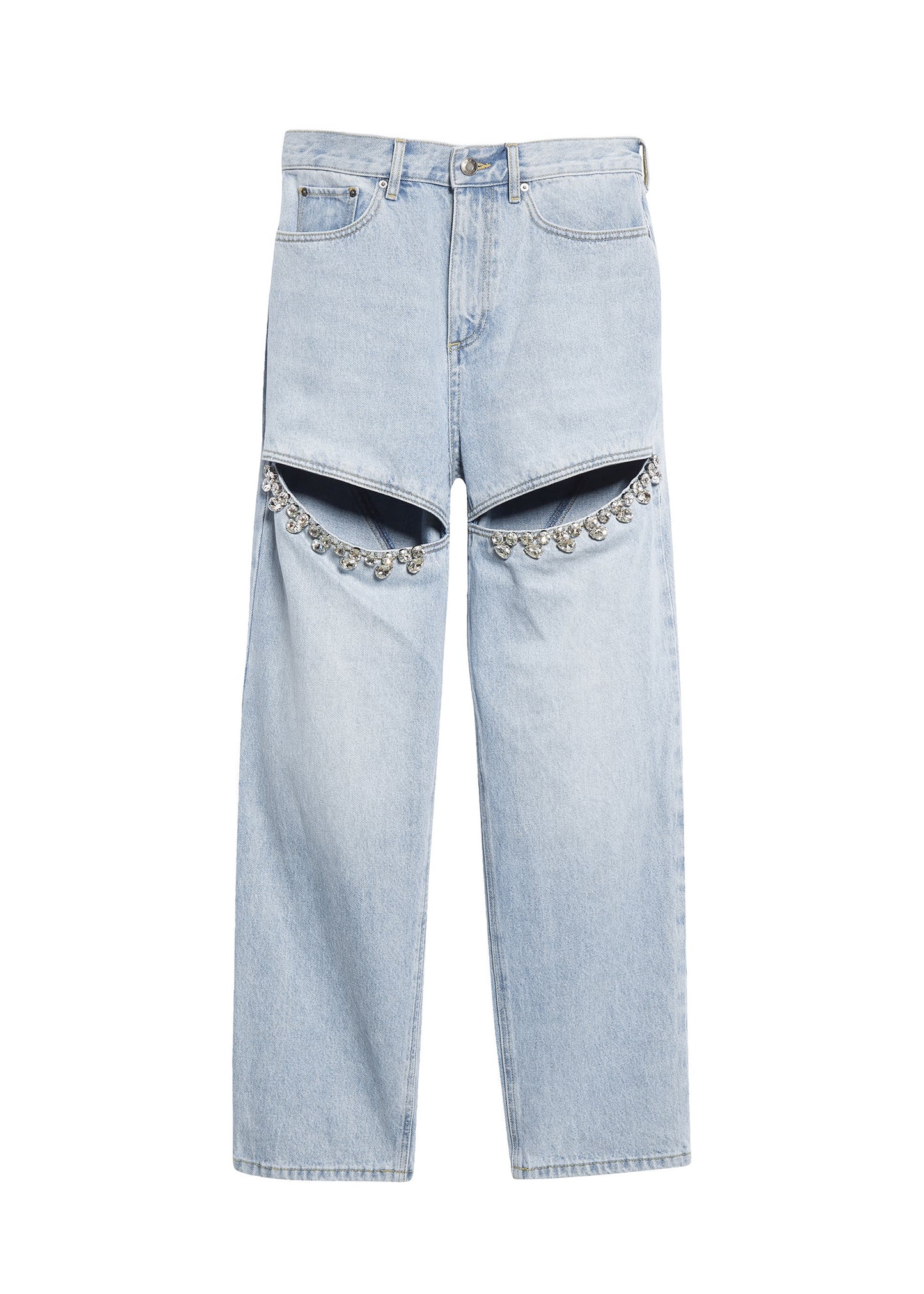 Blue Crystal Slit Jean