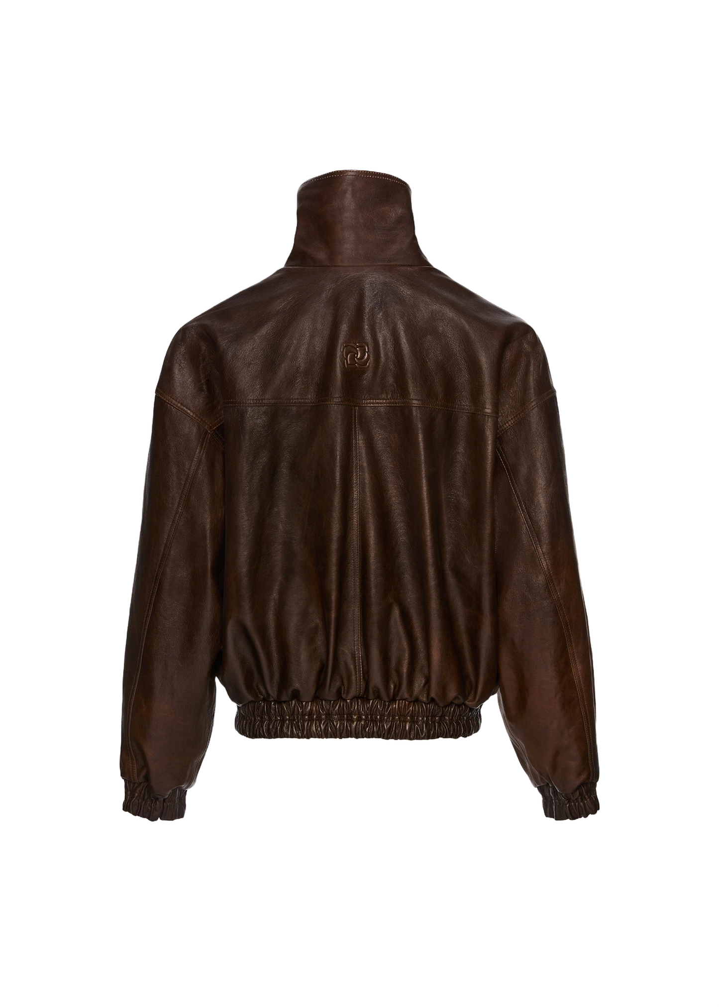Snap-collar Leather Aviator Jacket