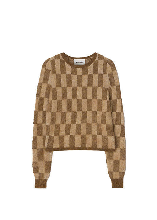FELINE Checkered Crew Neck Sweater