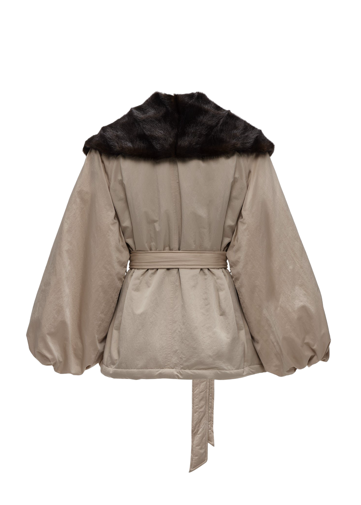 Belted Faux Fur Collar Jacket