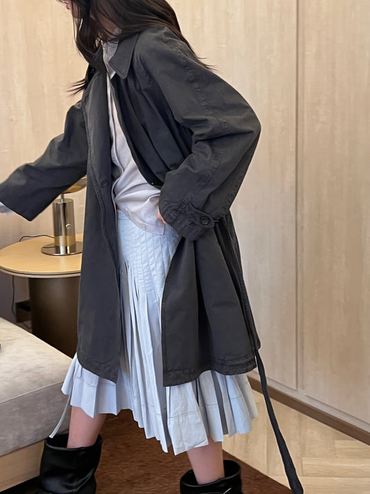 Pigment Washed Half Trench Coat