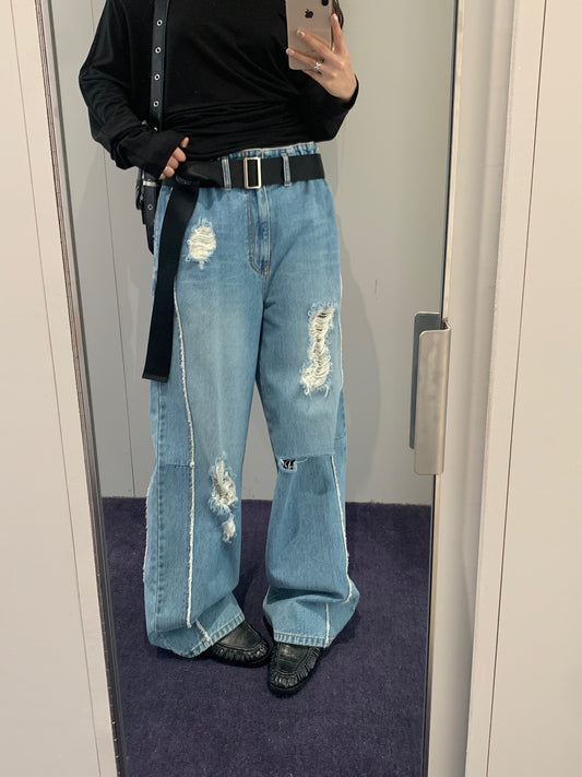 Low-waist Wide Denim Pants