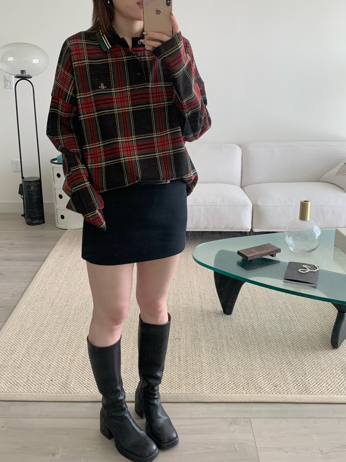 Oversized Checked Polo Shirt