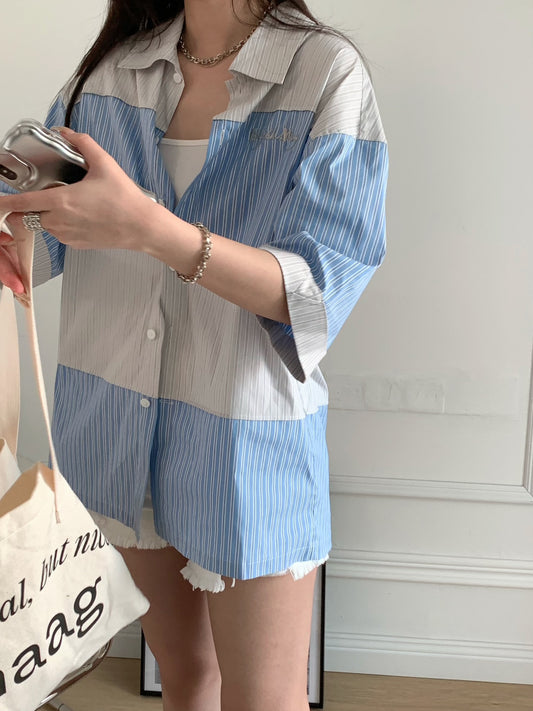 Cotton Blend Stripes Shirt