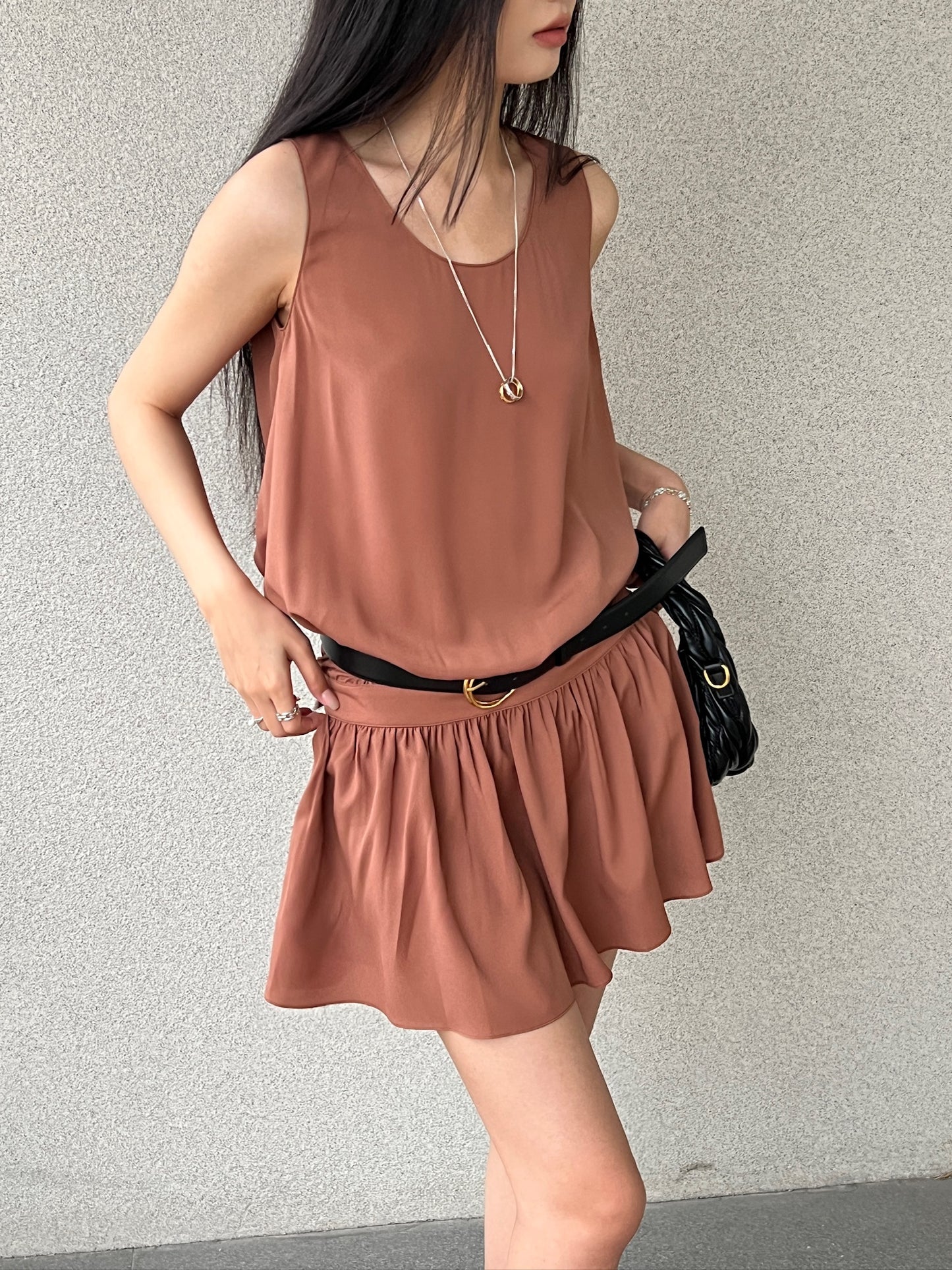 Gathered Detail Mini Dress