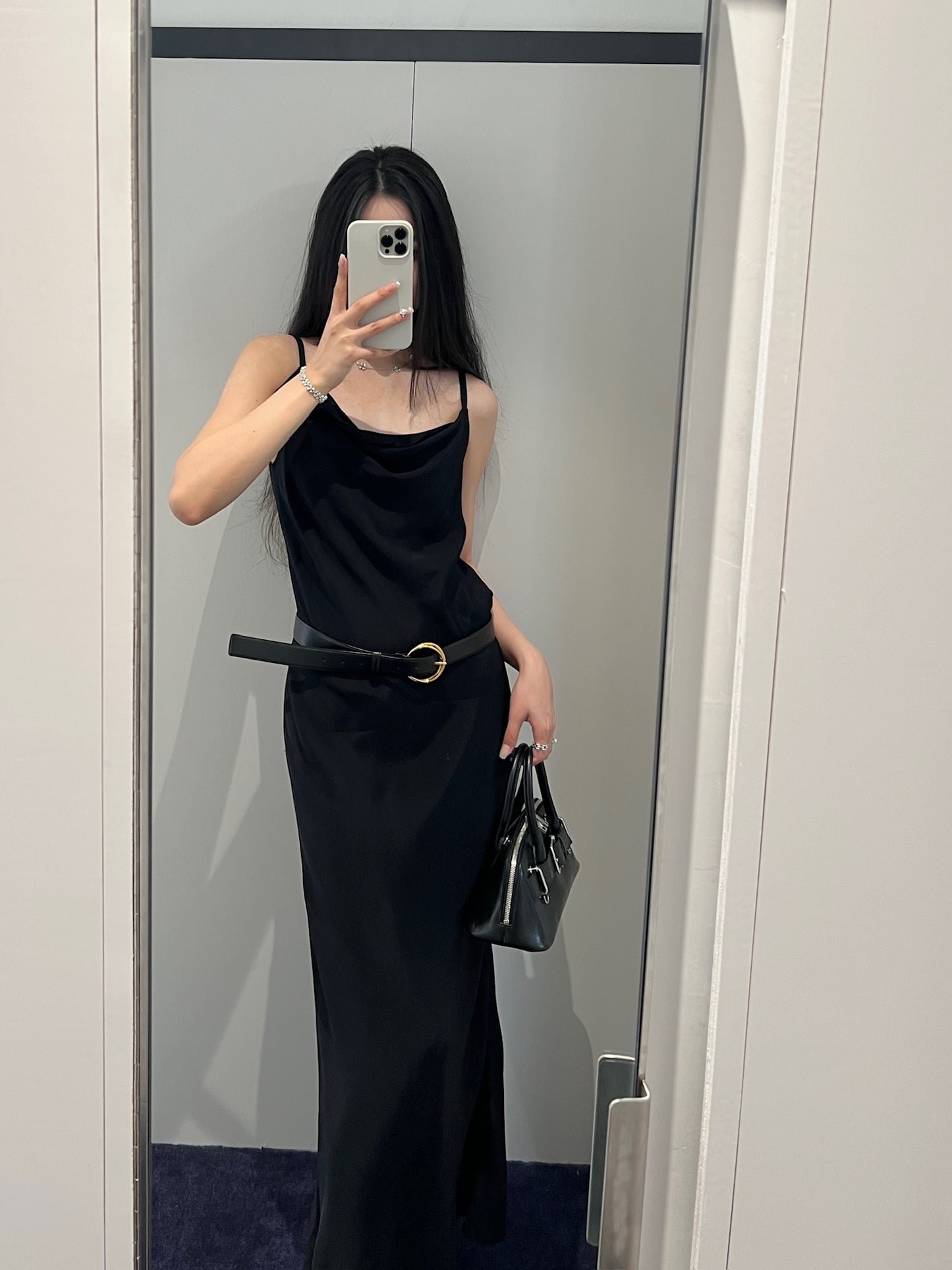 Drapery Neckline Slip Dress