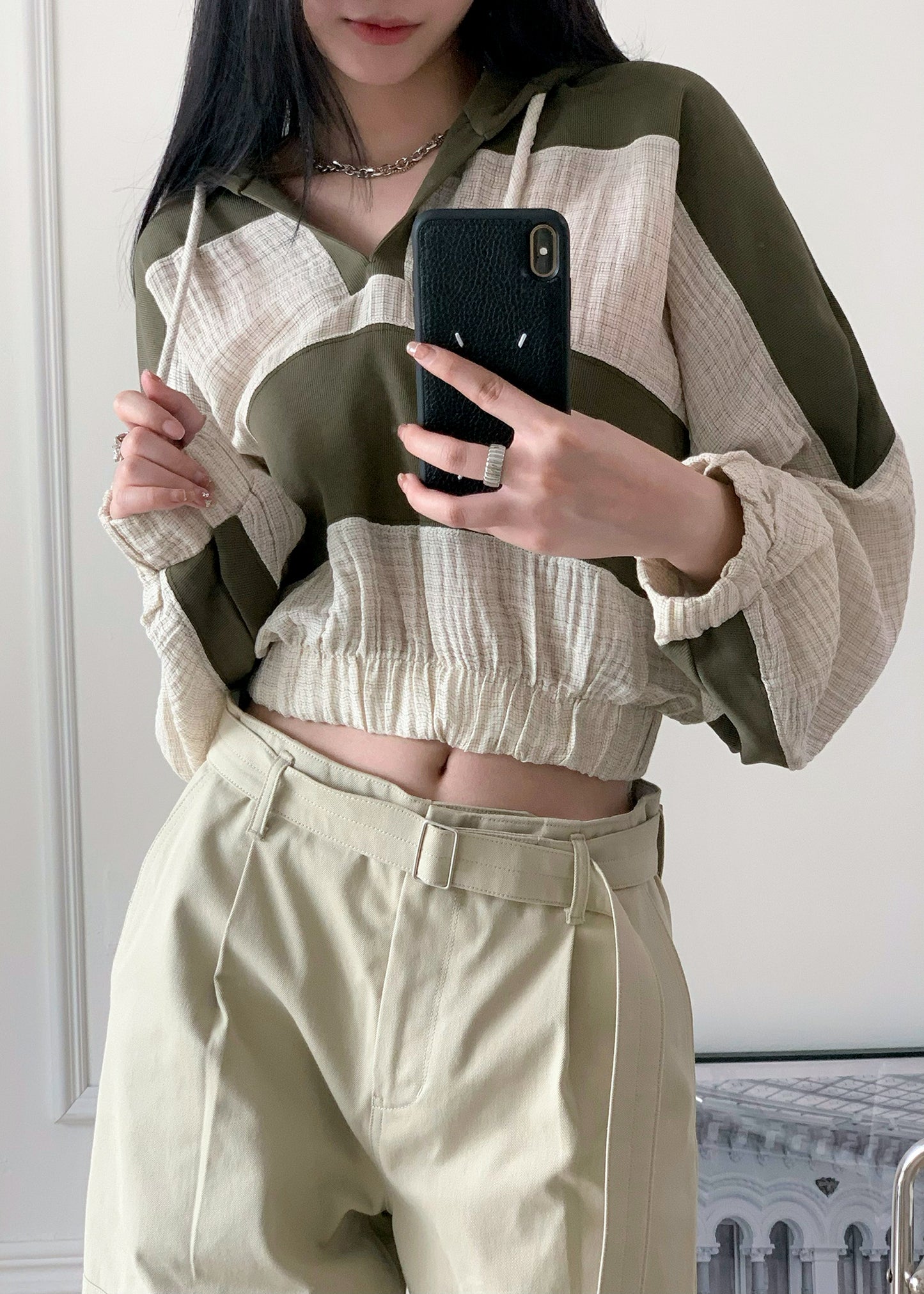 Stripe Cropped Hoodie