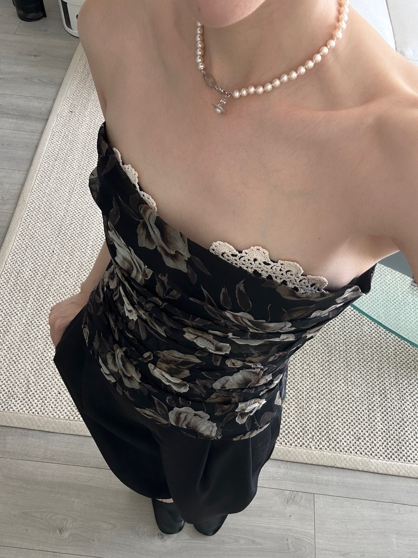 Ruched Lace-detail Corset