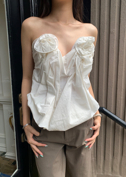 Draped Corset With Floral Detail