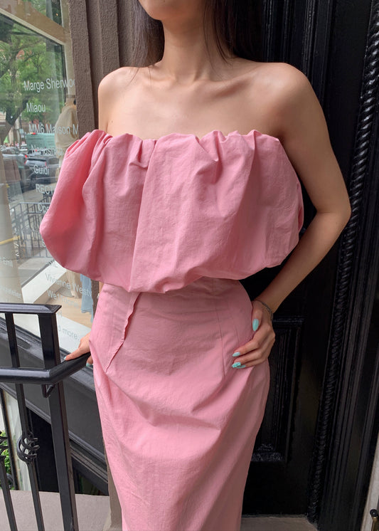 Sculptural Neckline Fitted Dress