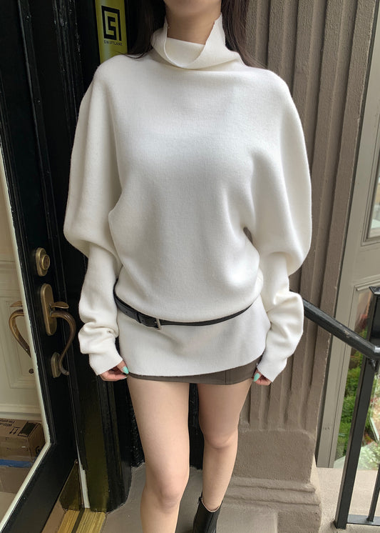 Dimensional Sleeves Wool Turtleneck