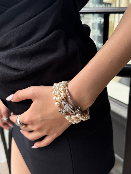 Graziella Three Row Pearl Bracelet