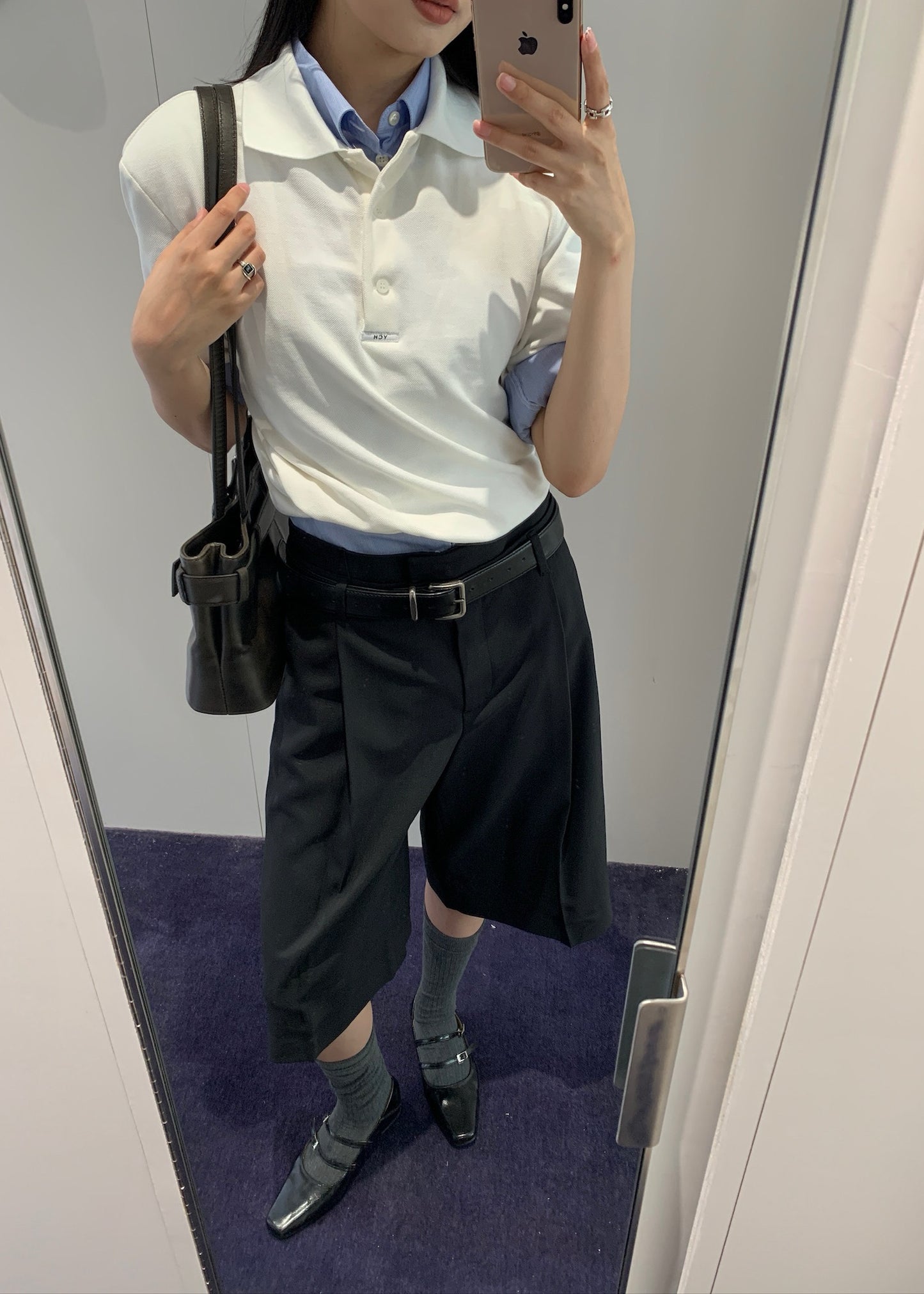 Asymmetric Short Sleeve Collar T Shirt