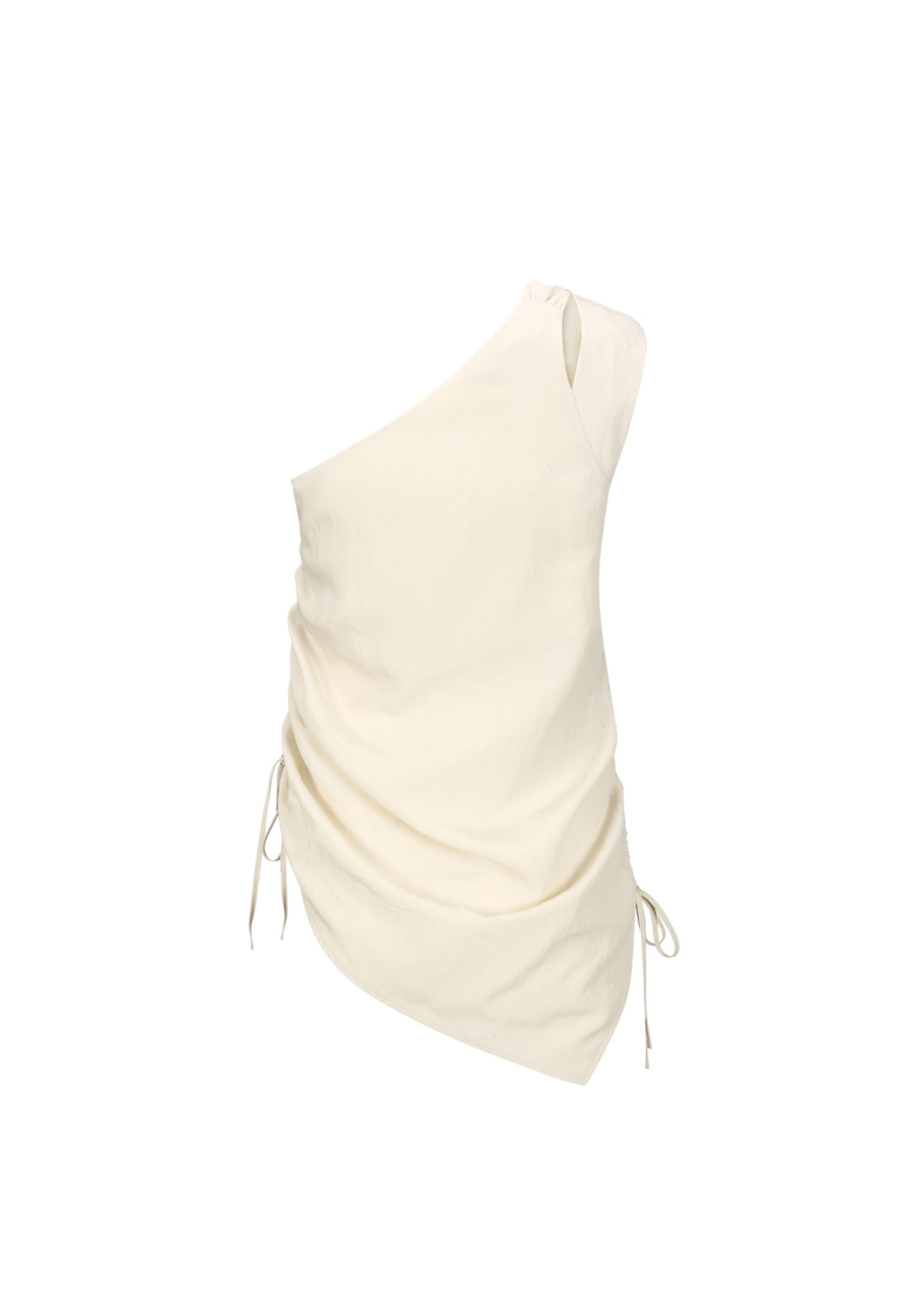 Shirring One Shoulder Sleeveless Top