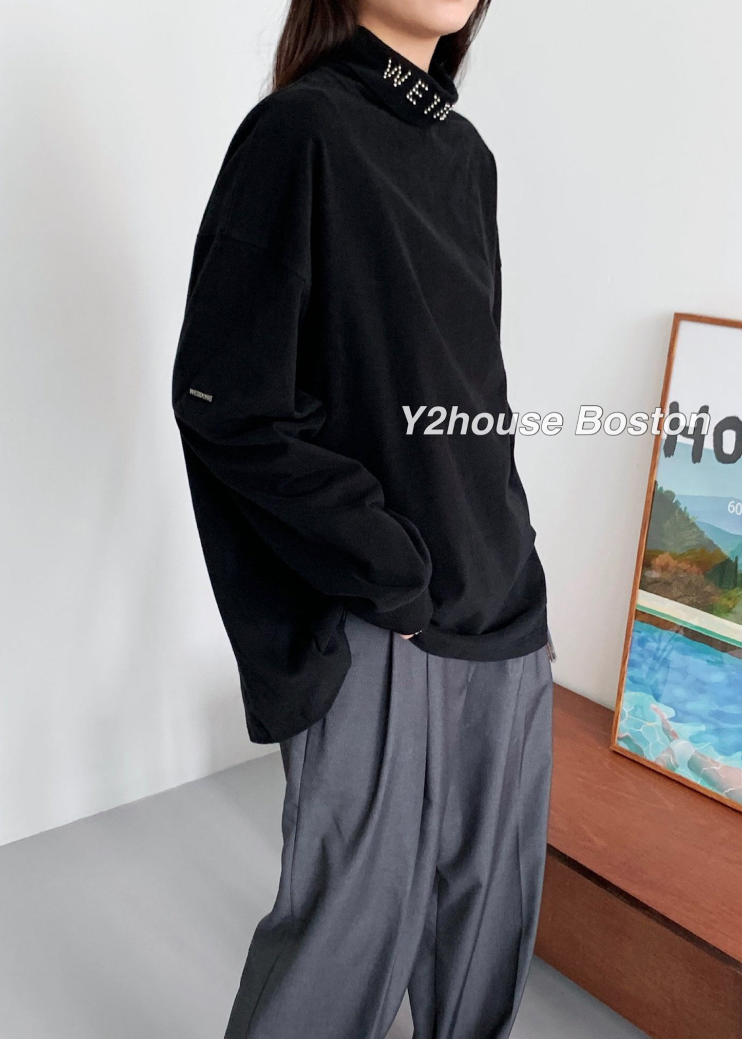 Roll Neck Long-sleeved T-shirt