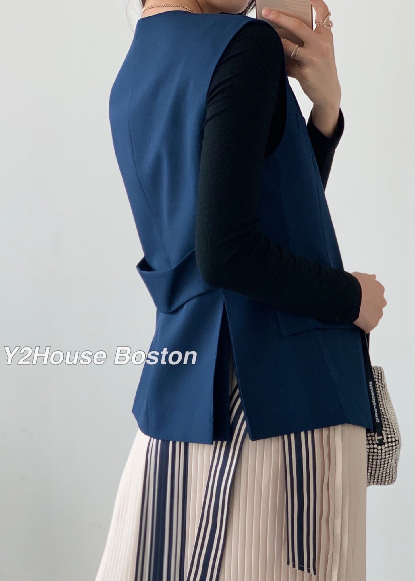 Buttoned Slate Blue Vest