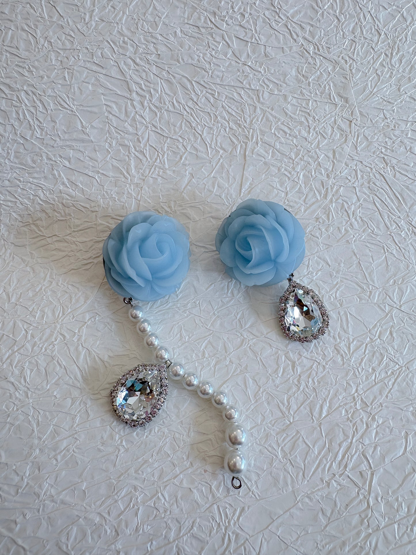 Crystal and Pearl Rose Earrings