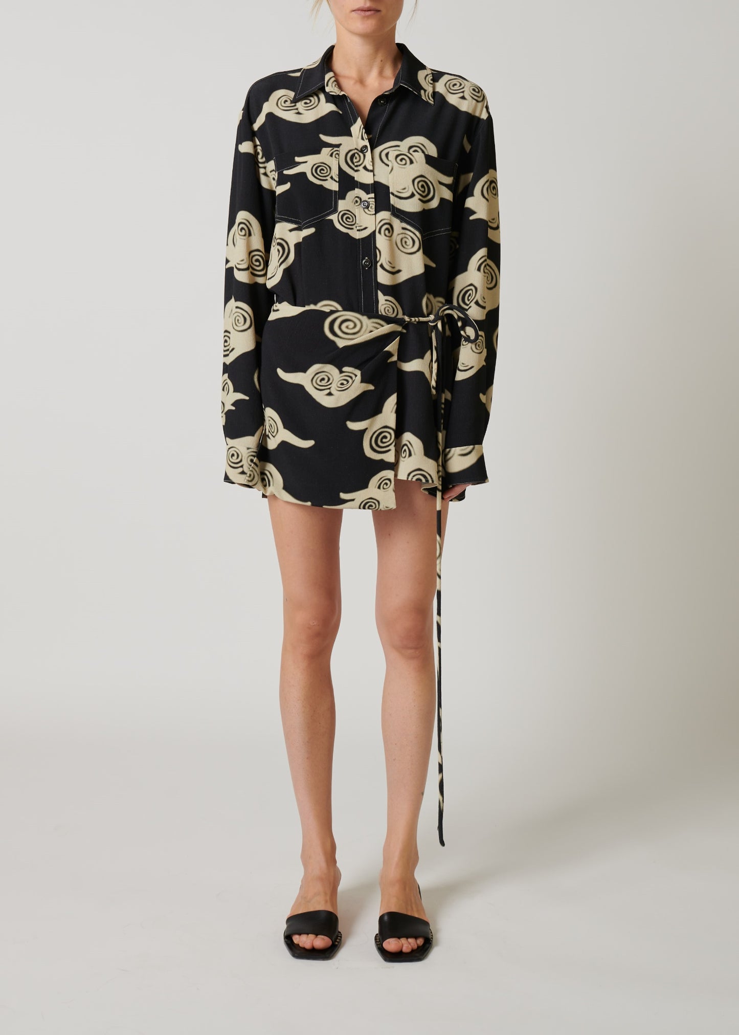 METTA Printed Crepe Shirt Dress