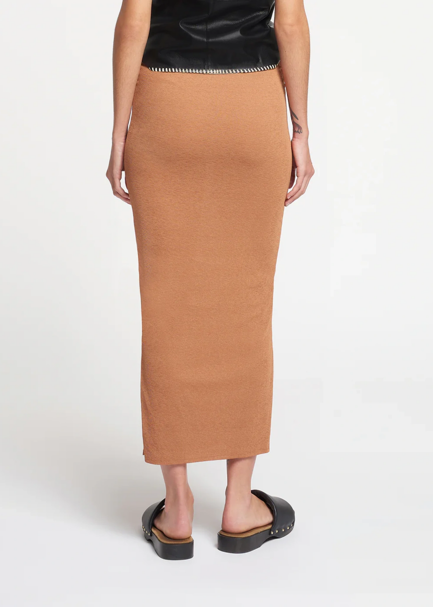 NORINE Ruched Mesh-jersey Midi Skirt