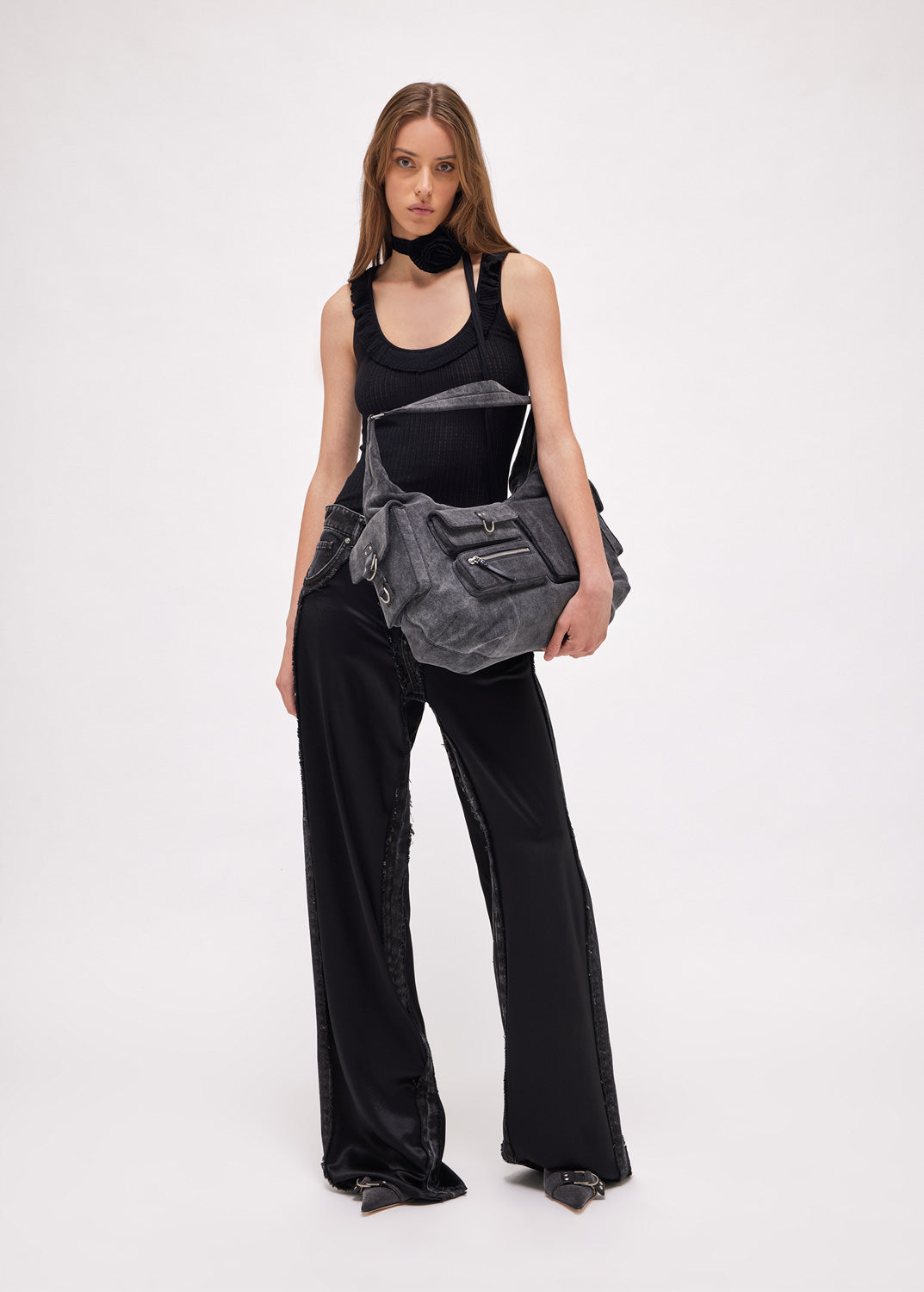 Satin Pants With Jean Inserts