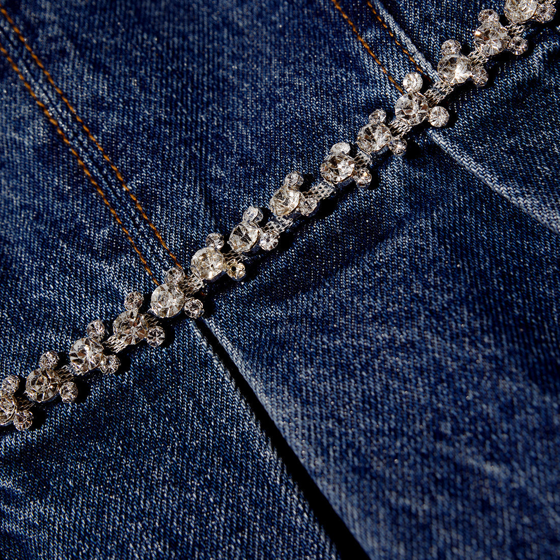 DIAMANTE DETAIL DENIM DRESS