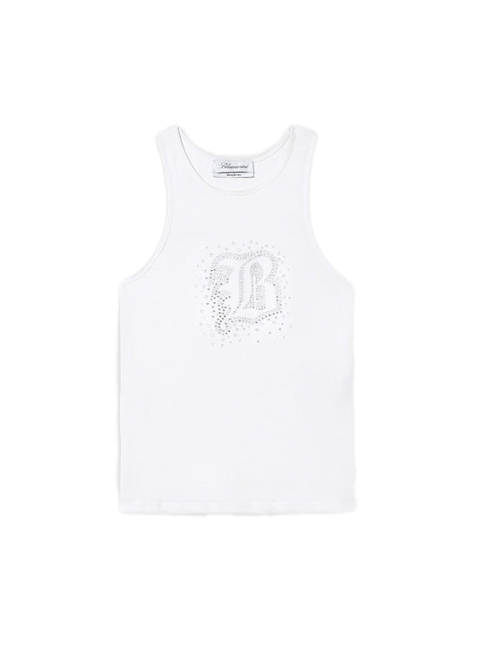 Tank Top With Embroidery Rhinestones