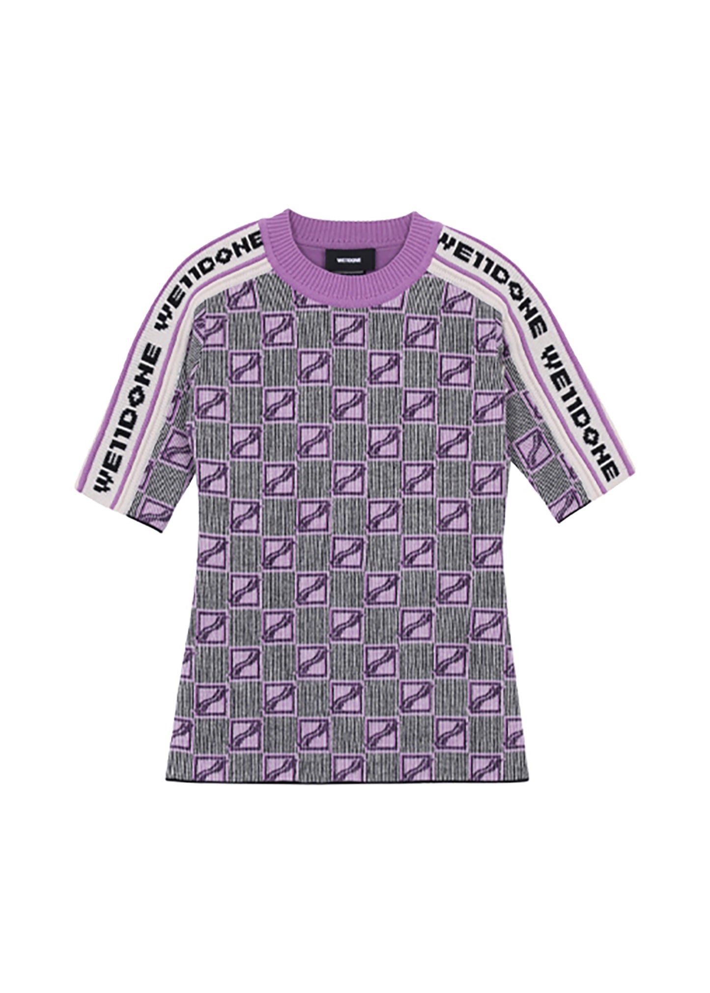 PURPLE ALL OVER LOGO STRIPE TOP