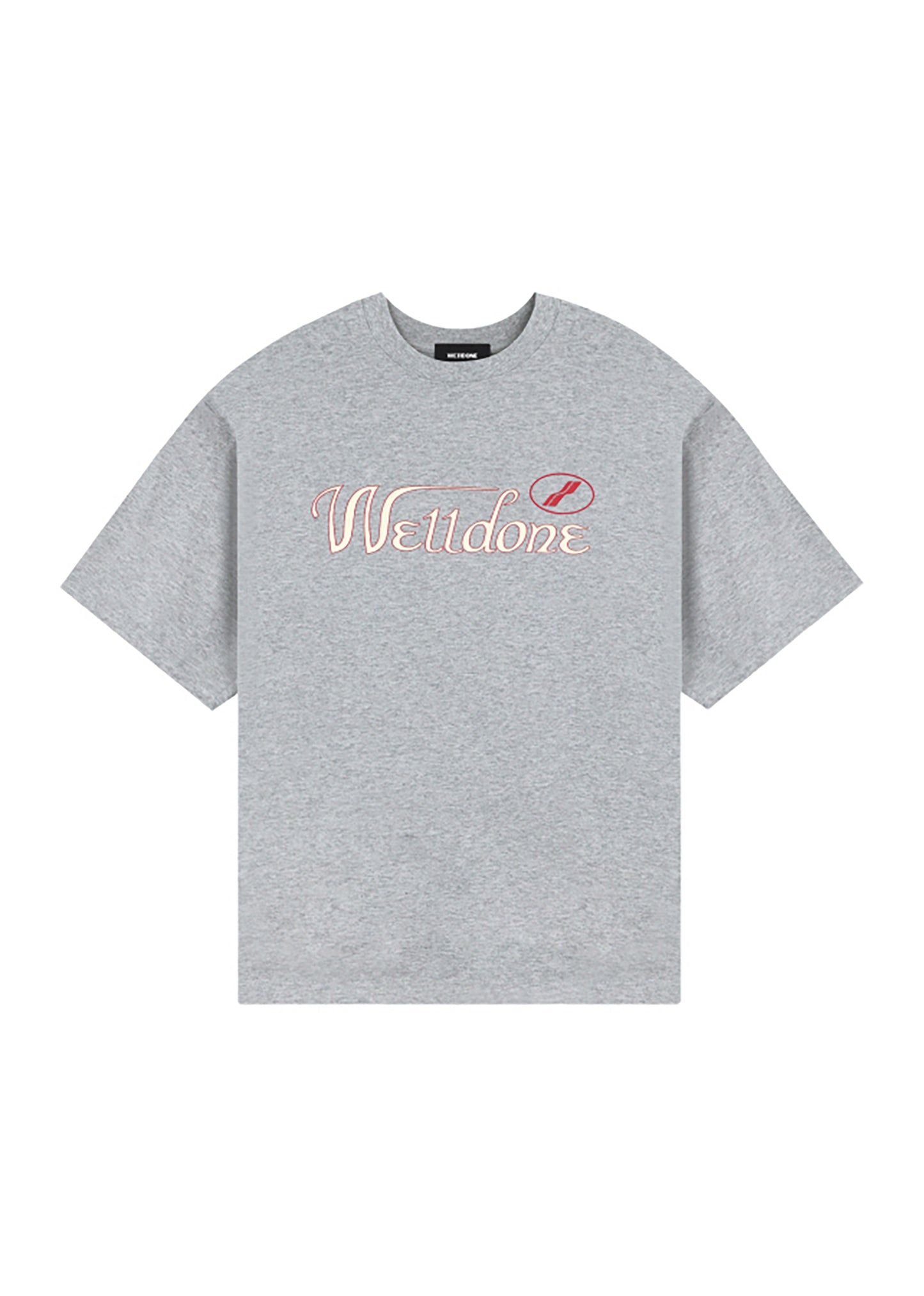 M/GREY CURSIVE LOGO TEE