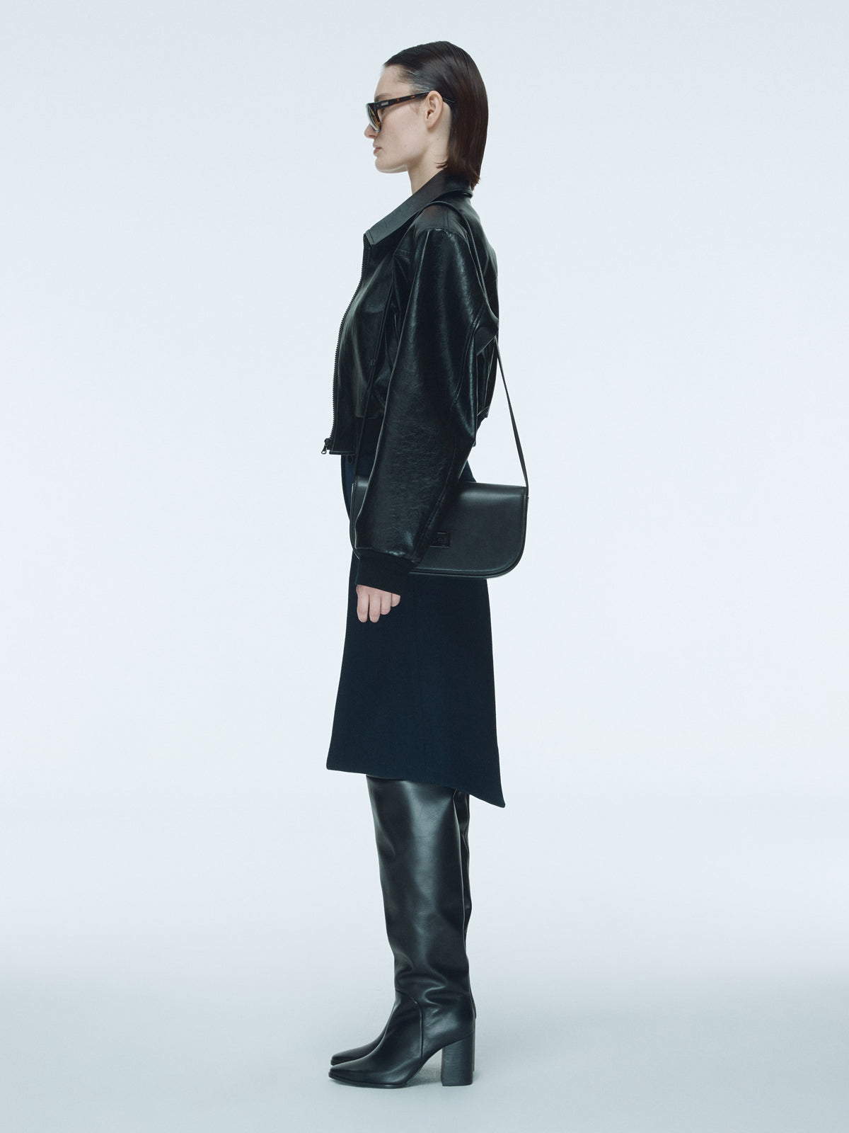 Lyon Faux Leather Crop Jumper