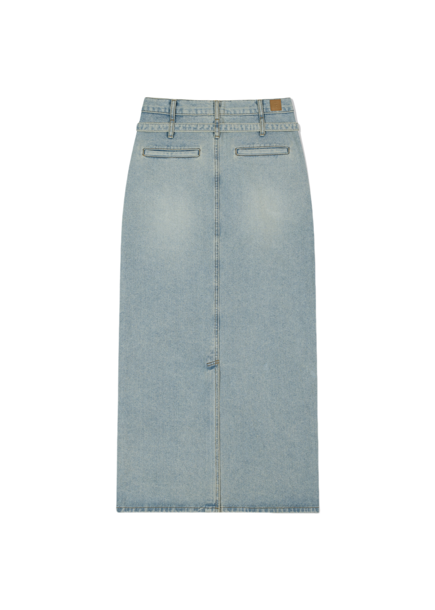Belted High Waist Denim Skirt