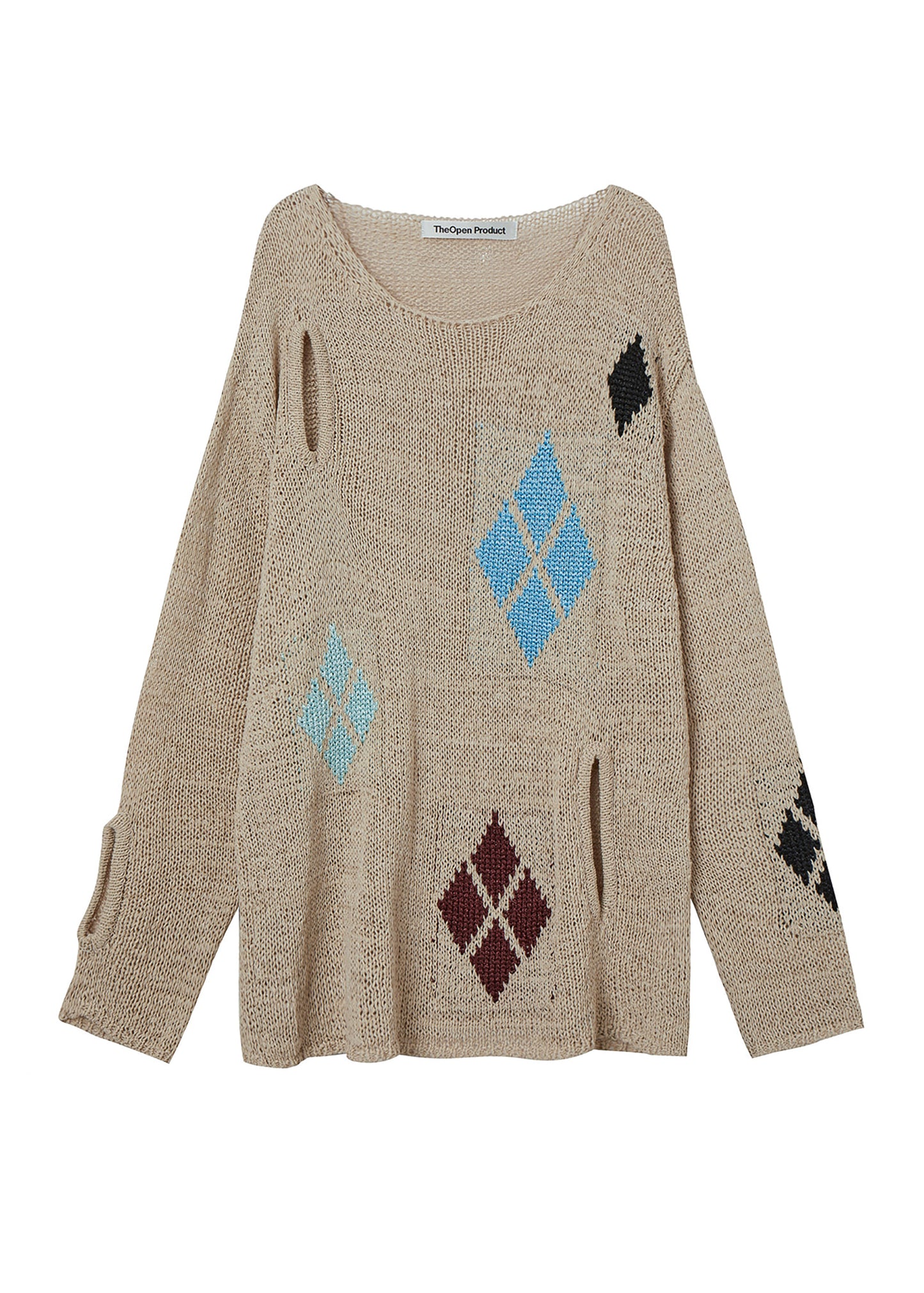 Argyle Cut-out Knit Pullover