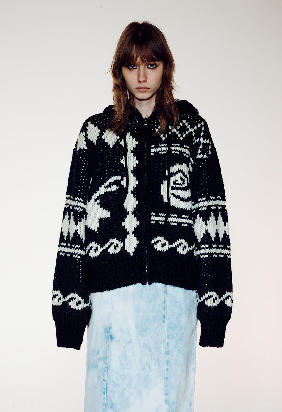 Rose & Deer Jacquard Knit Jacket