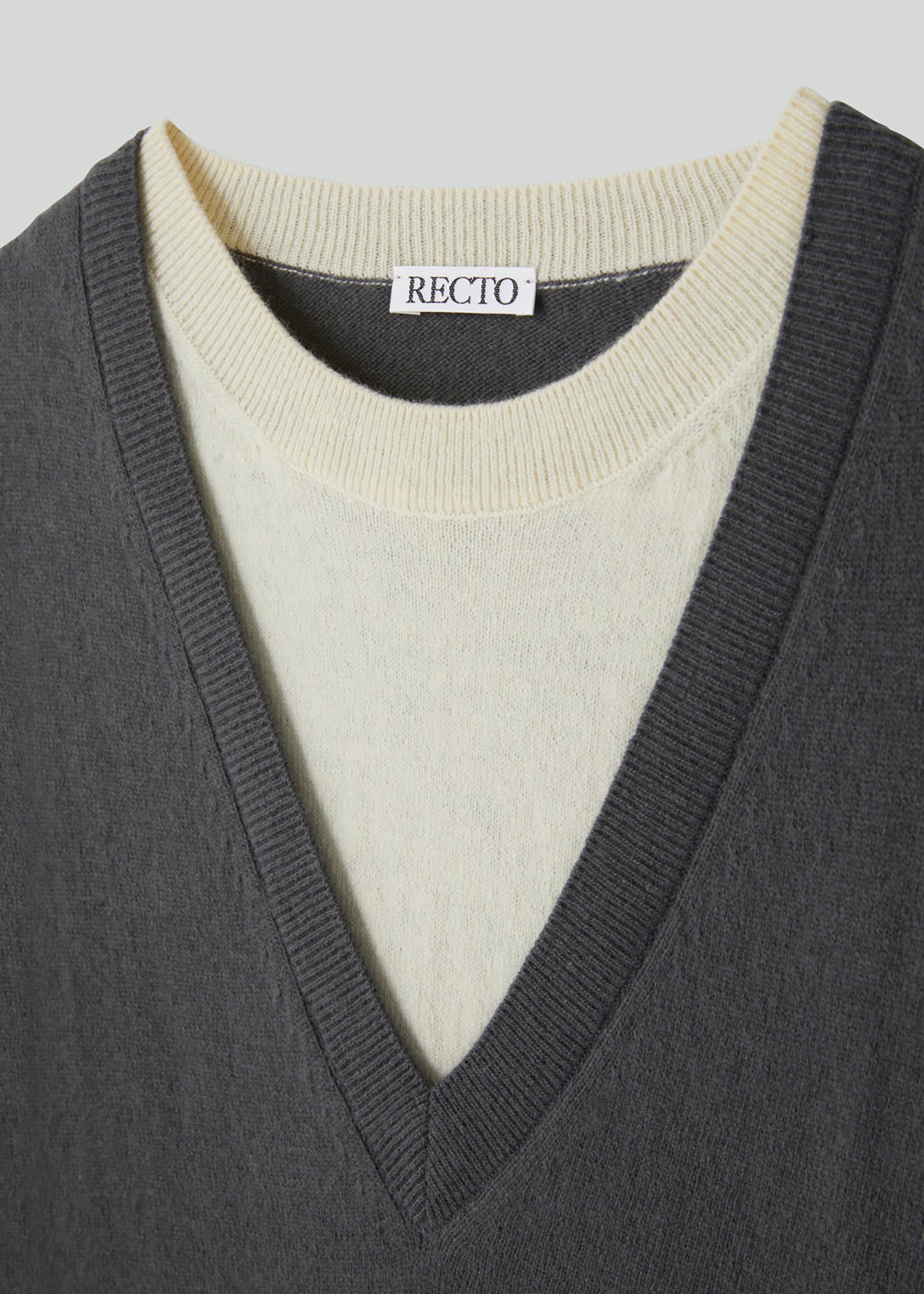 Contrast Layered V-neck Knit Top