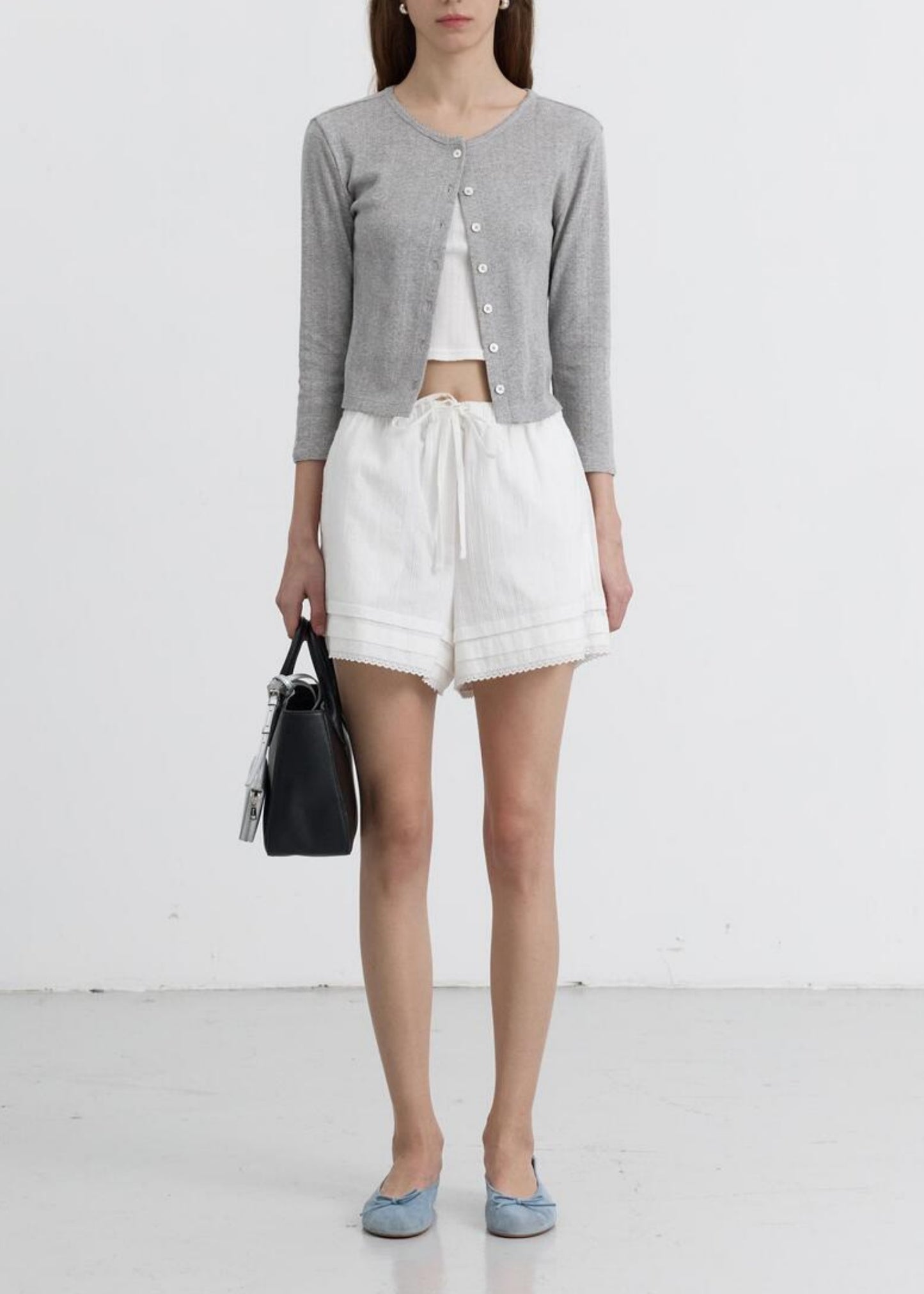 Pointelle Crewneck Cardigan