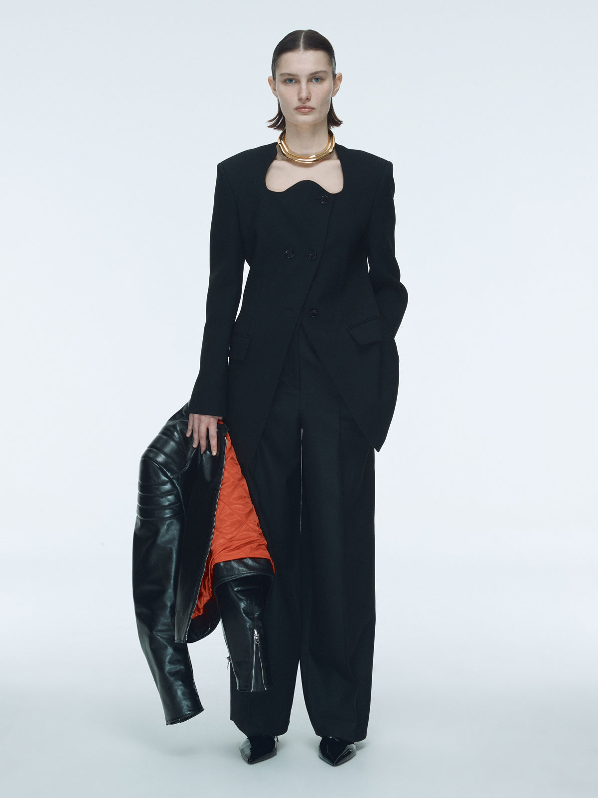 RC Signature Curved Neck Long Jacket