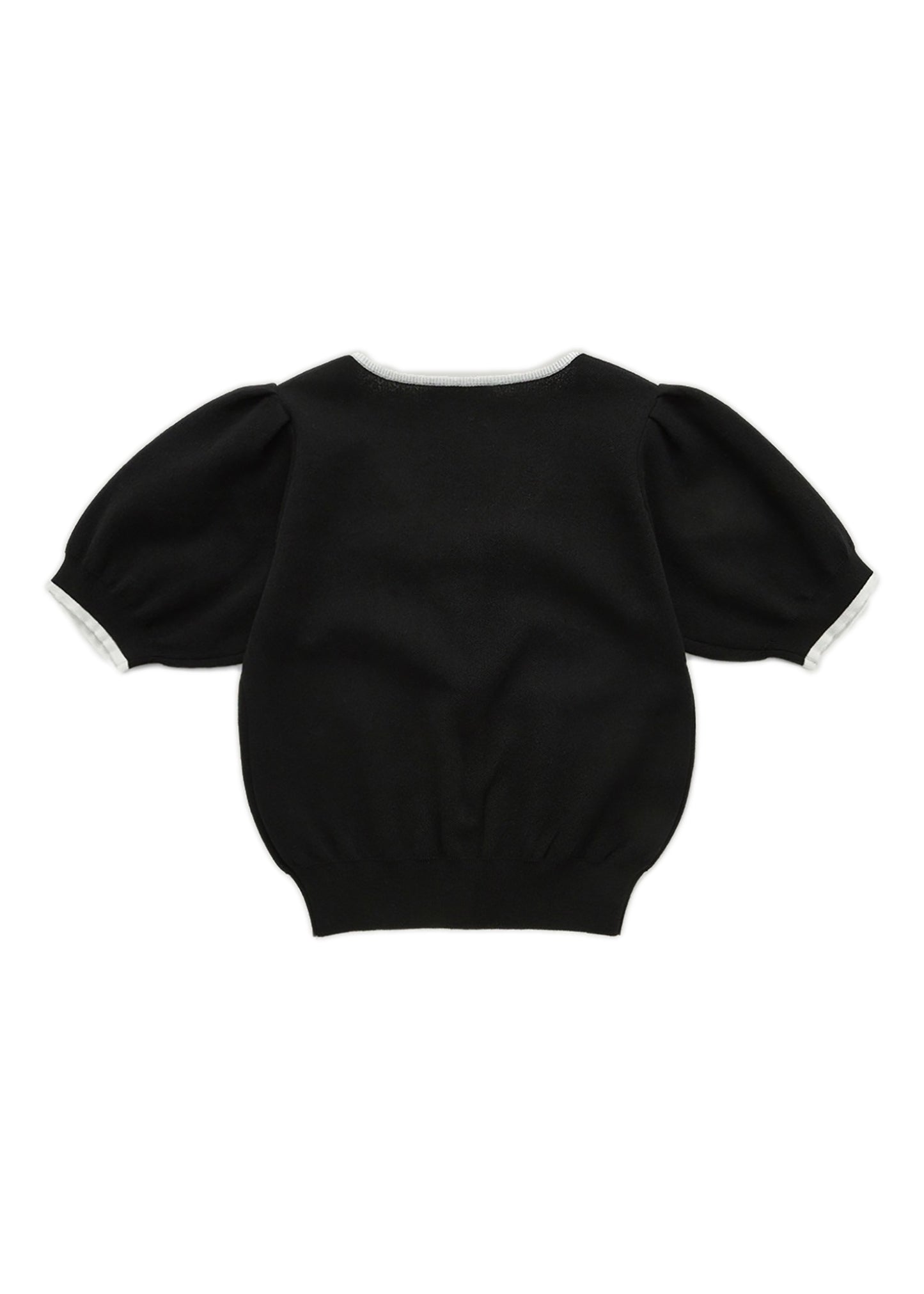 Scoop Neck Puff Sleeve Cardigan