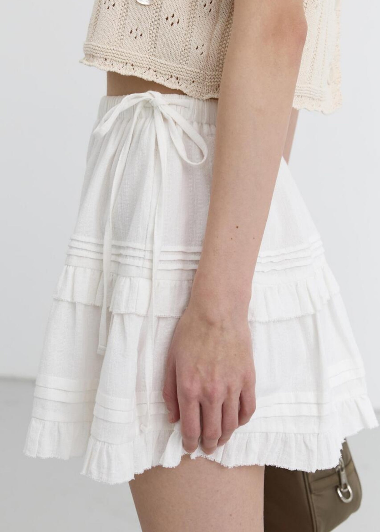 Shirring Ruffle Mini Skirt