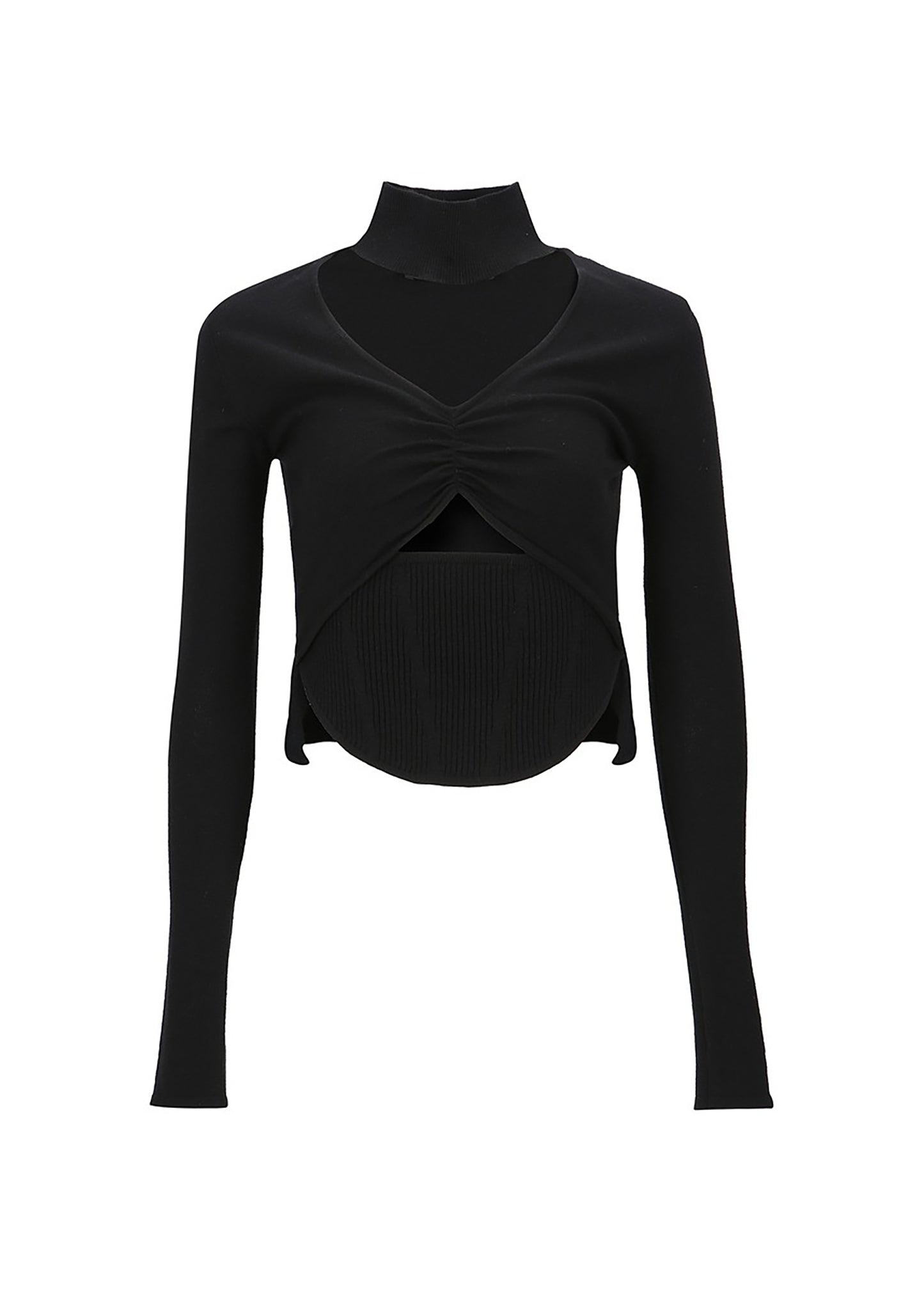 Cut-out Ruched Knit Top