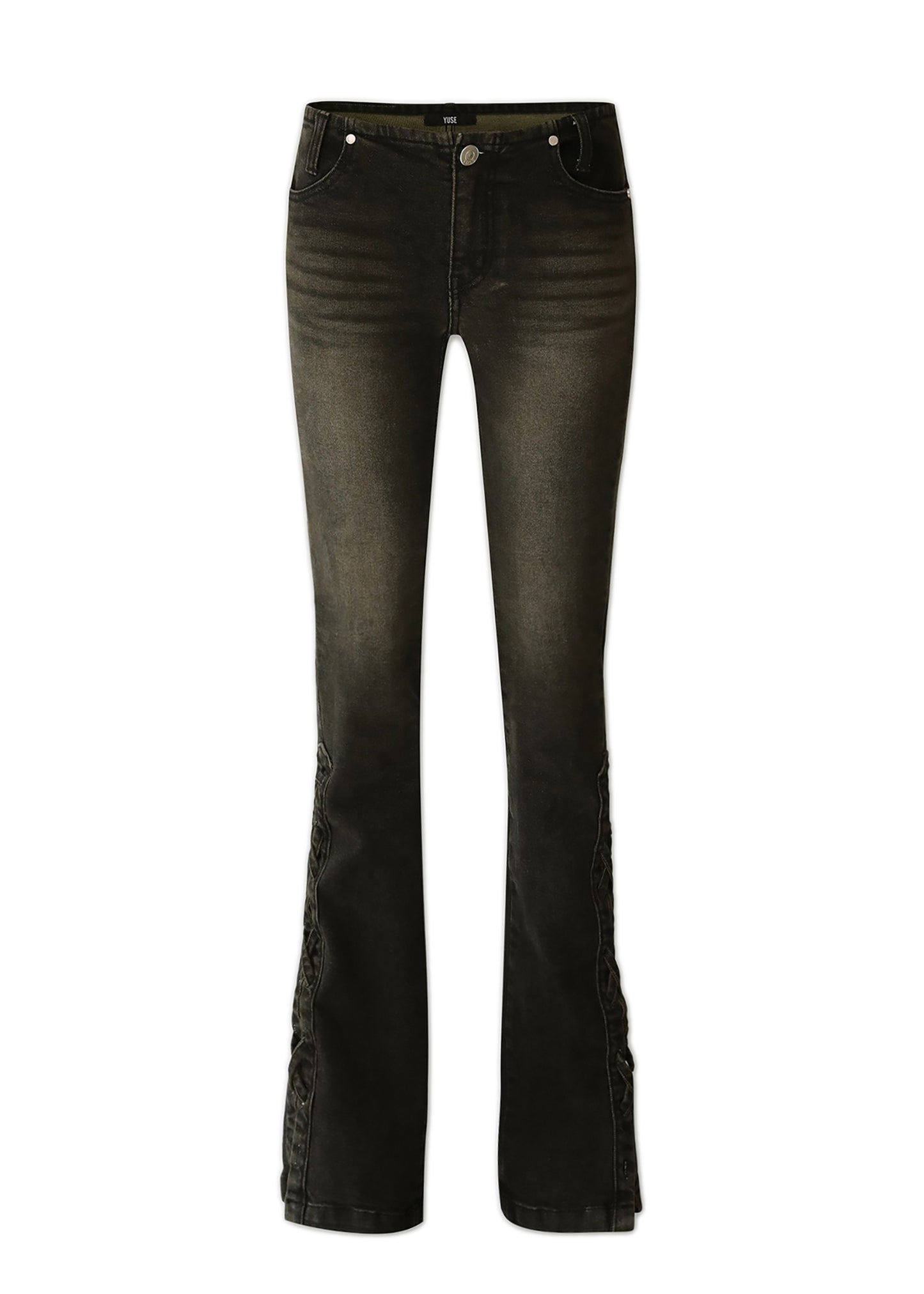 Lace-up Slim Boots Cut Denim Pants