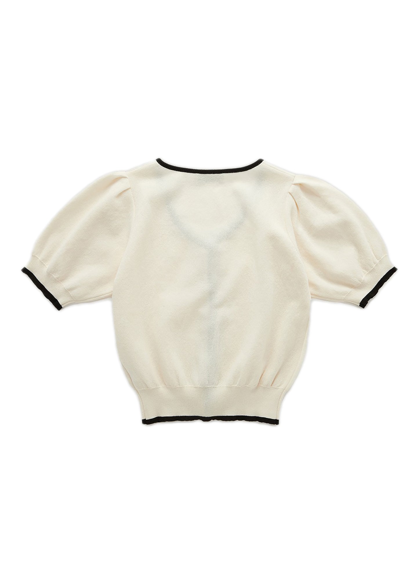 Scoop Neck Puff Sleeve Cardigan
