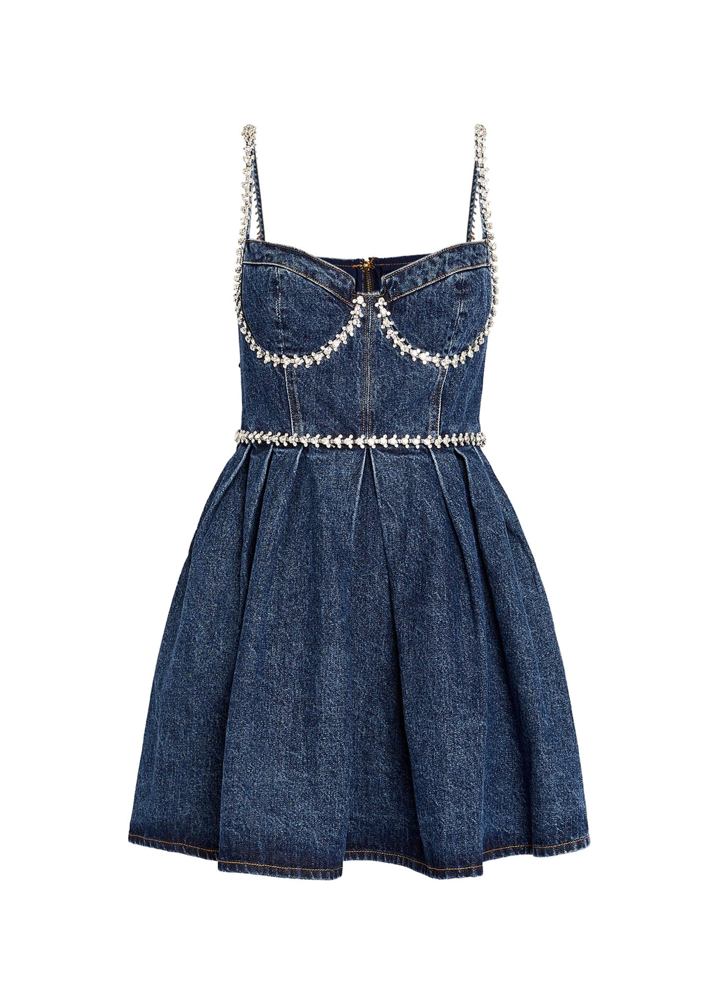 DIAMANTE DETAIL DENIM DRESS