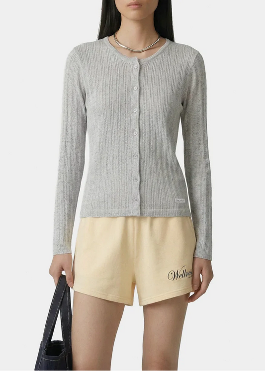 Signature Logo Pointelle Cardigan