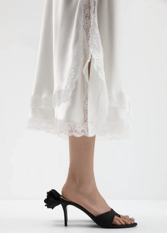 Satin Thong Sandals With Flower