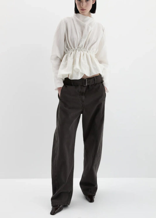 Denim Low-rise Belted Trousers