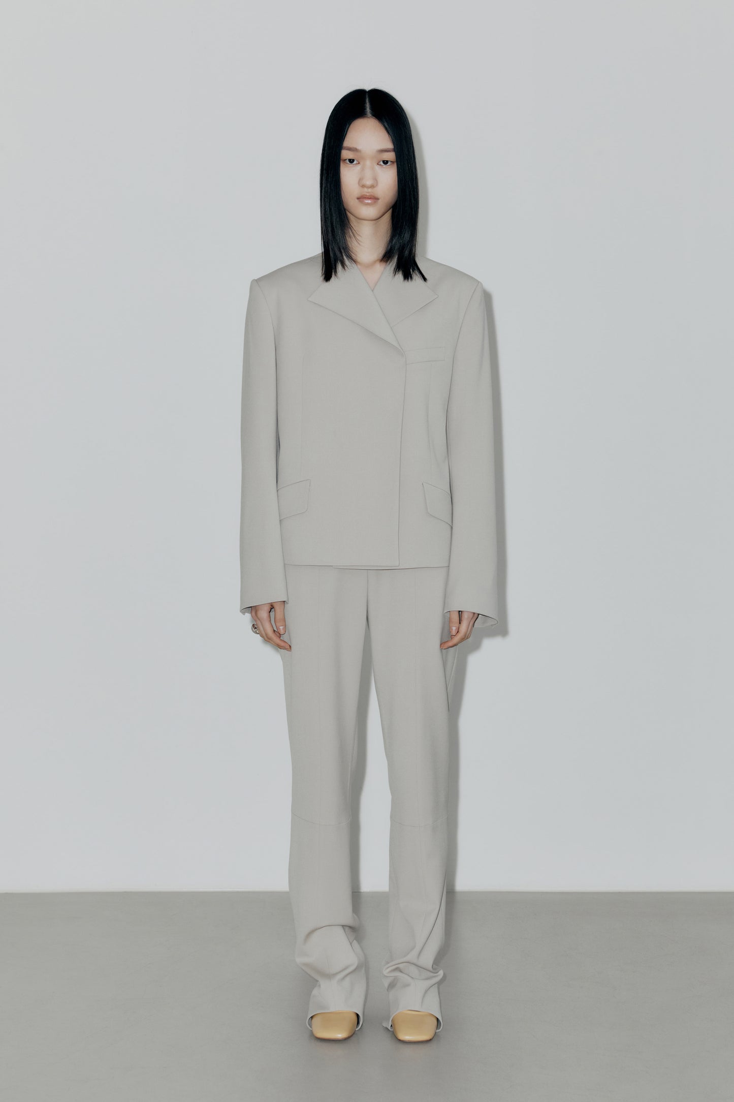 Khaki Beige Lapel Point Blazer