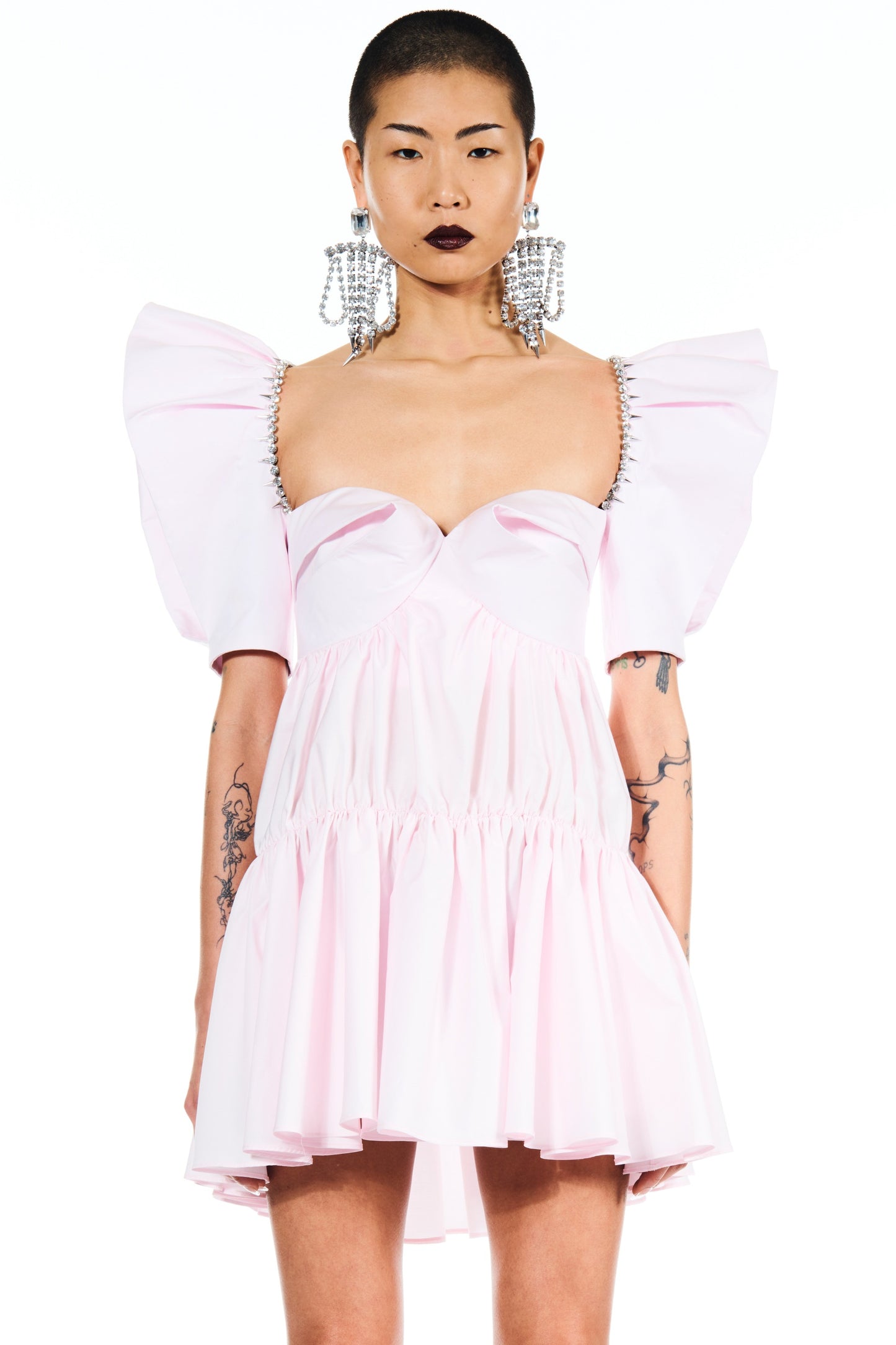 Crystal Trim Poplin Mini Dress