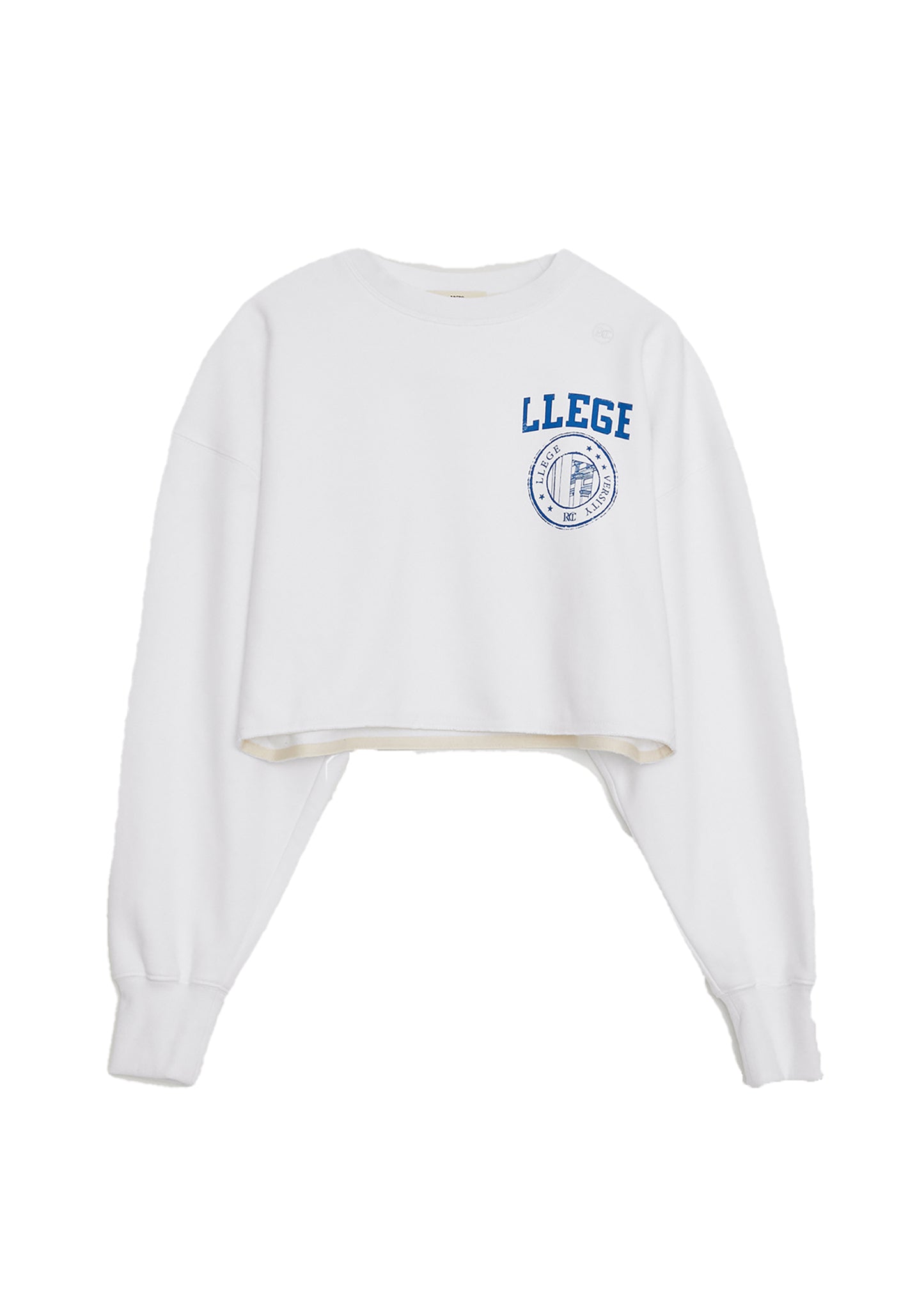 White Llege Series Crop Sweat