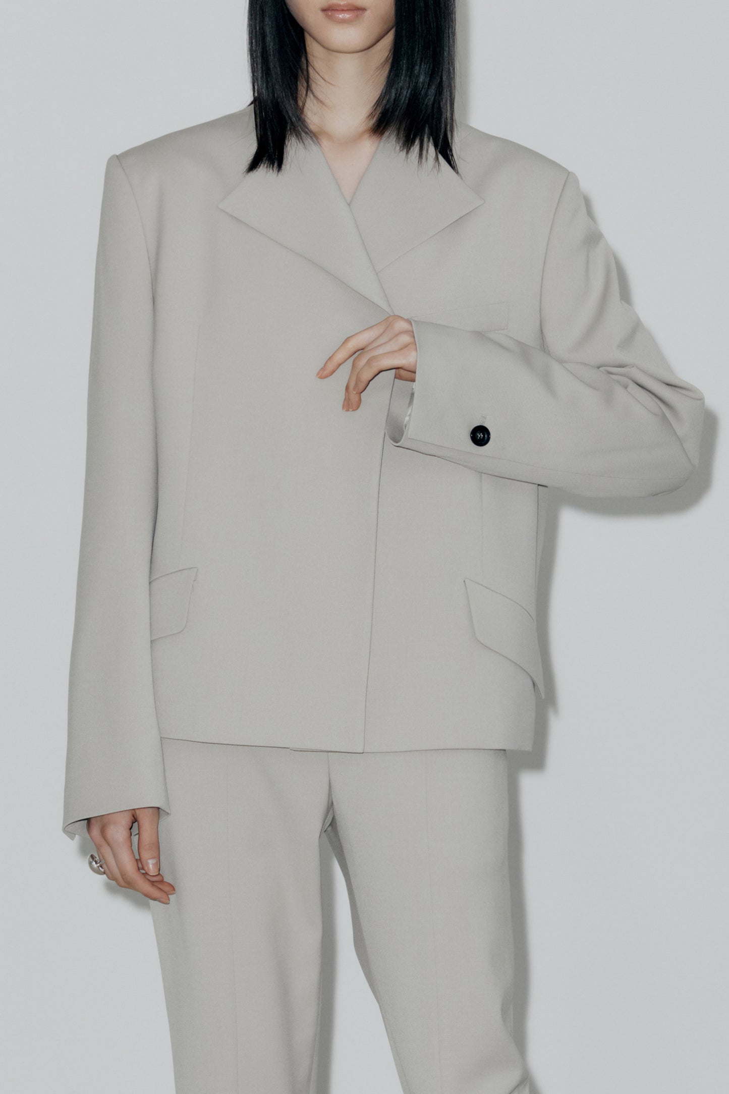 Khaki Beige Lapel Point Blazer