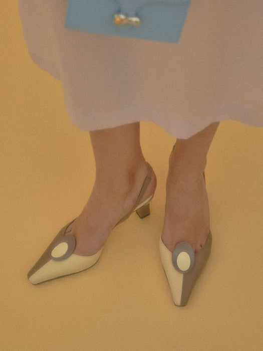 Yuul Yie Twiggy Vanilla & Taupe Slingbacks