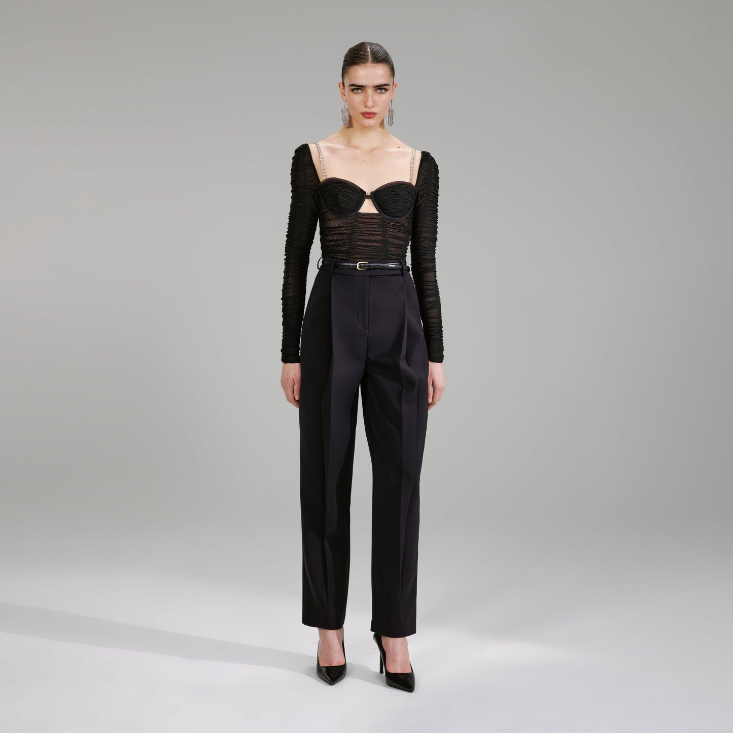 BLK POWER MESH LS TOP